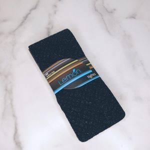 Lemon silver sparkle & black tights